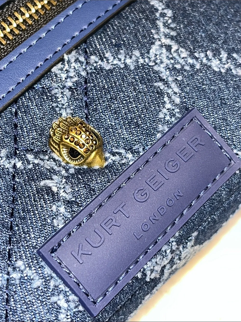 Kurt Geiger NWT! XS Quilted Denim Crossbody Bag - Picture 8 of 13